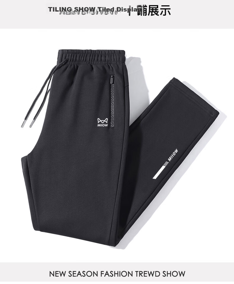 Miiow Casual Pants Spring Autumn Straight Leg Quick-Dry Solid Breathable Sports Pants Loose Fit Long Pants Black Straight Leg L 13
