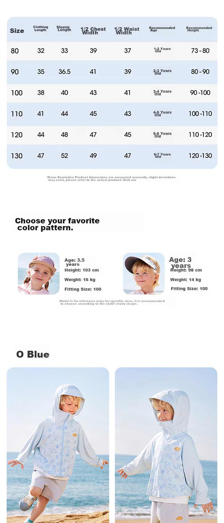 Beitais Kids Sun Protection Jacket Boys and Girls Summer Ice Silk Cooling Breathable Thin Sunblock Coat Cape 14