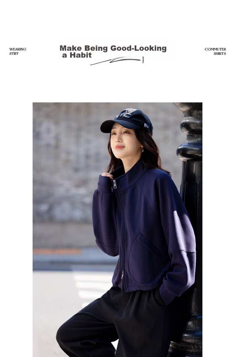 Demana [Practicalism] Spring Retro Style Stand Collar Raglan Sleeve Slant Pocket Loose Slimming Concealment Jacket for Women High-End Feel 9