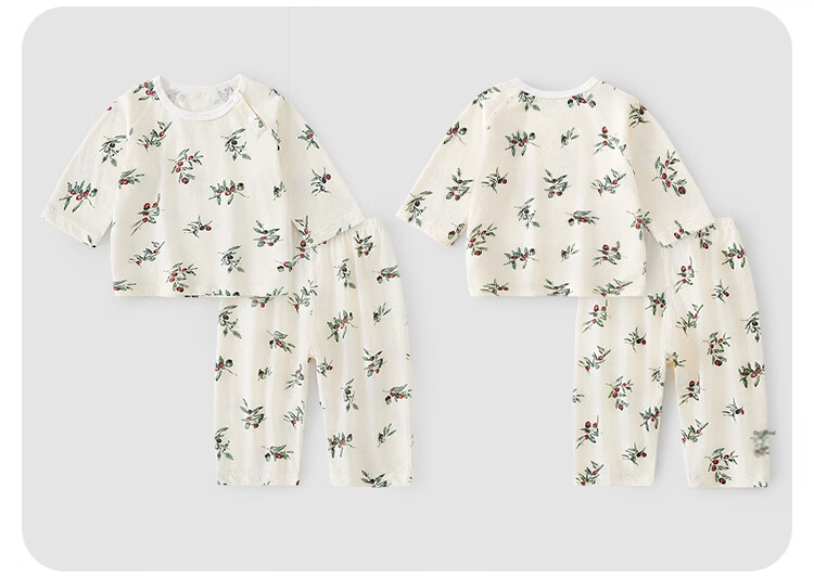 Xiyuan Children's Summer Thin Cotton Antibacterial 7A Kids Unisex Three-Quarter Sleeve Pajama Set 17