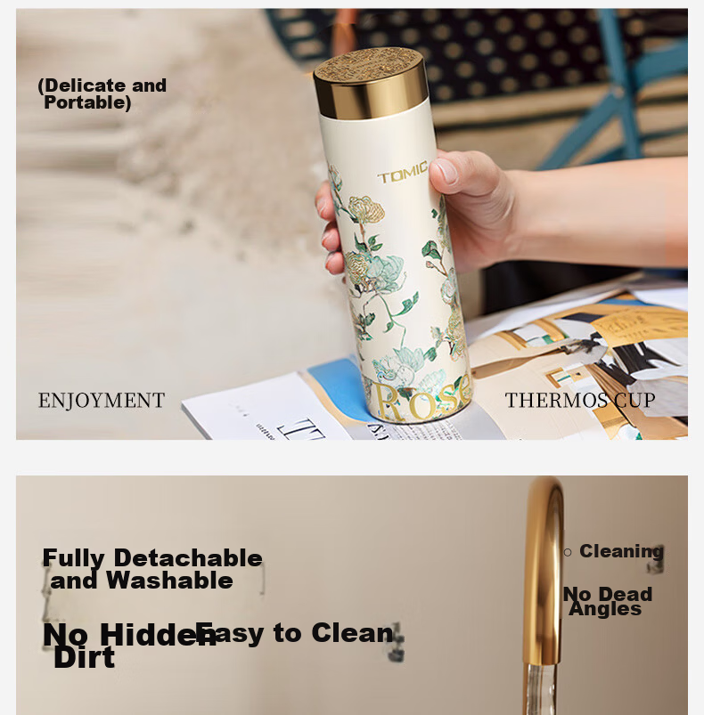 TOMIC Pure Titanium Antibacterial Insulated Water Bottle Van Gogh Collaboration Portable Outdoor Car Travel Pocket Cup Teacher's Day Gift 16