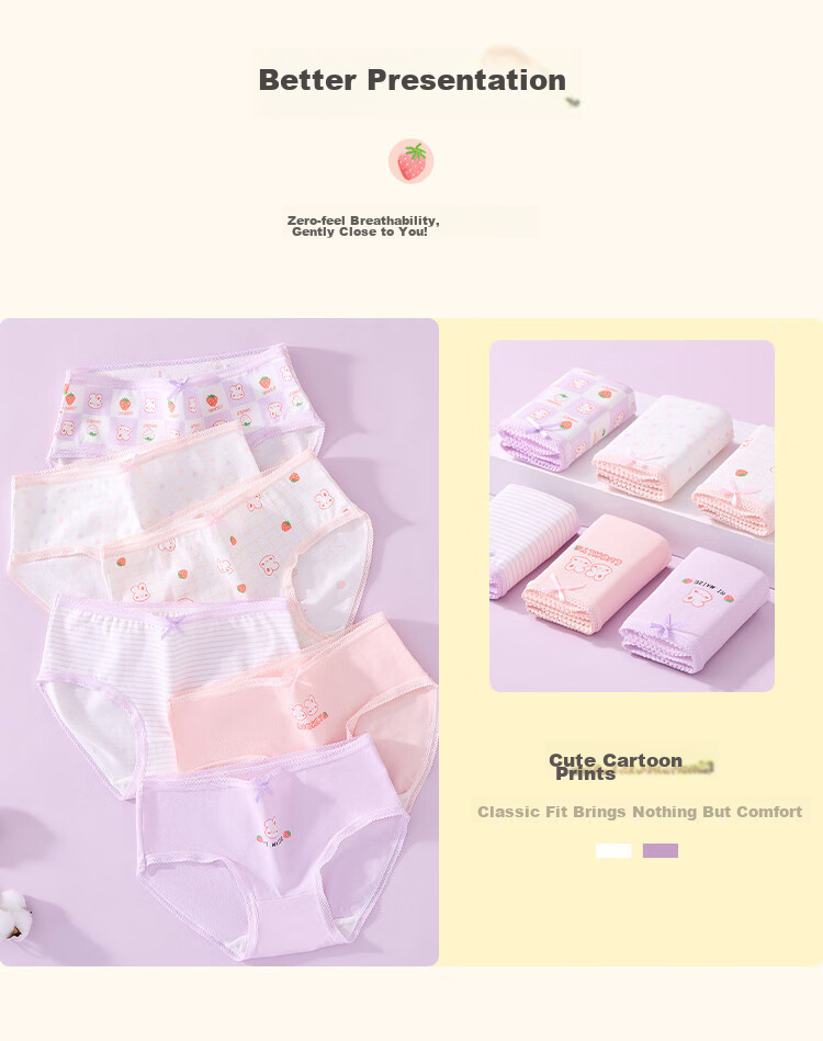 Langsha Girls' Children's Underwear Student Toddler Developmental Period Triangle Panties 6-Pack 10