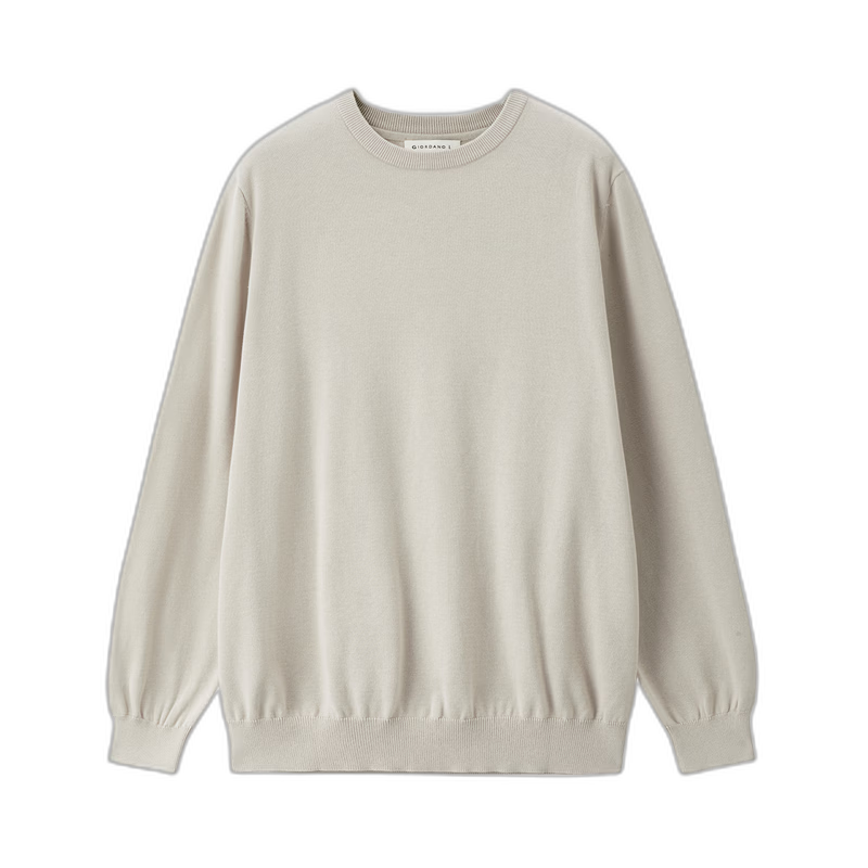 Giordano Men's Autumn Winter New Combed Cotton Solid Color Crew Neck Pullover Knitwear 18055610