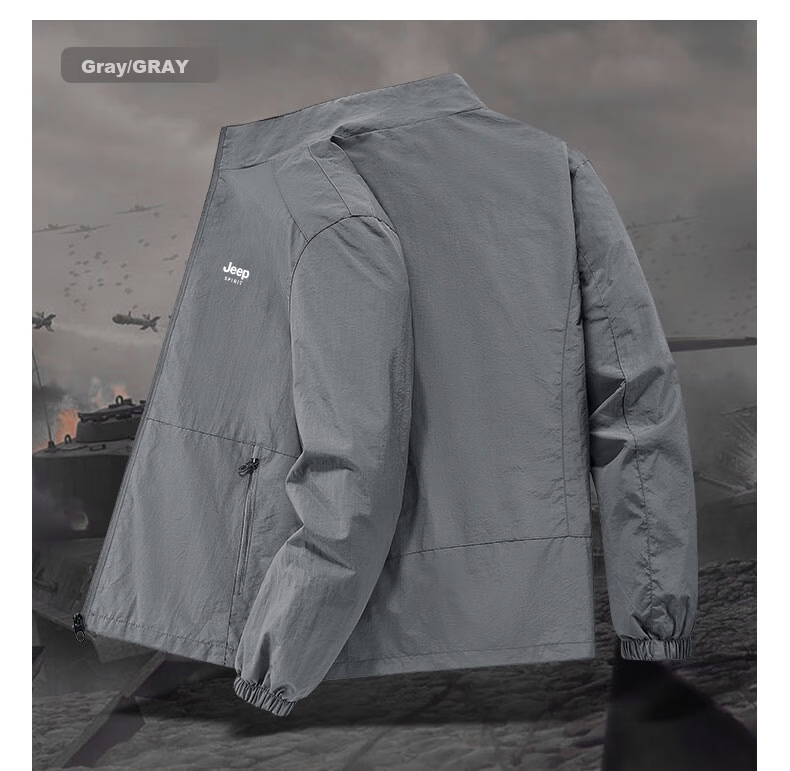 JEEP SPIRIT Men's Sun Protection Skin Jacket Summer Outdoor Sports Lightweight Jacket UV Protection Coat 17