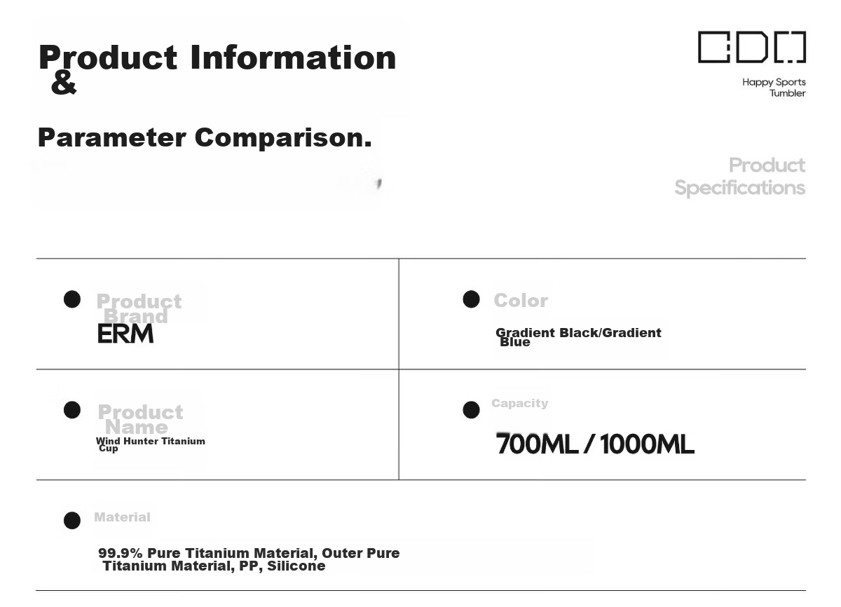 ERM Pure Titanium Insulated Water Bottle Men's Large Capacity Lightweight Outdoor Sports Portable Cycling Pure Titanium Flask Cup 32
