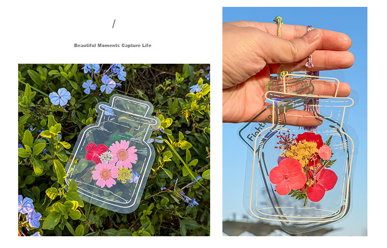 Tianse Transparent Dried Flower Bookmarks Handmade DIY Material Kit Leaf Specimen Laminated Plant Pressed Petals Back to School Set 20 Sheets TS-6132 22