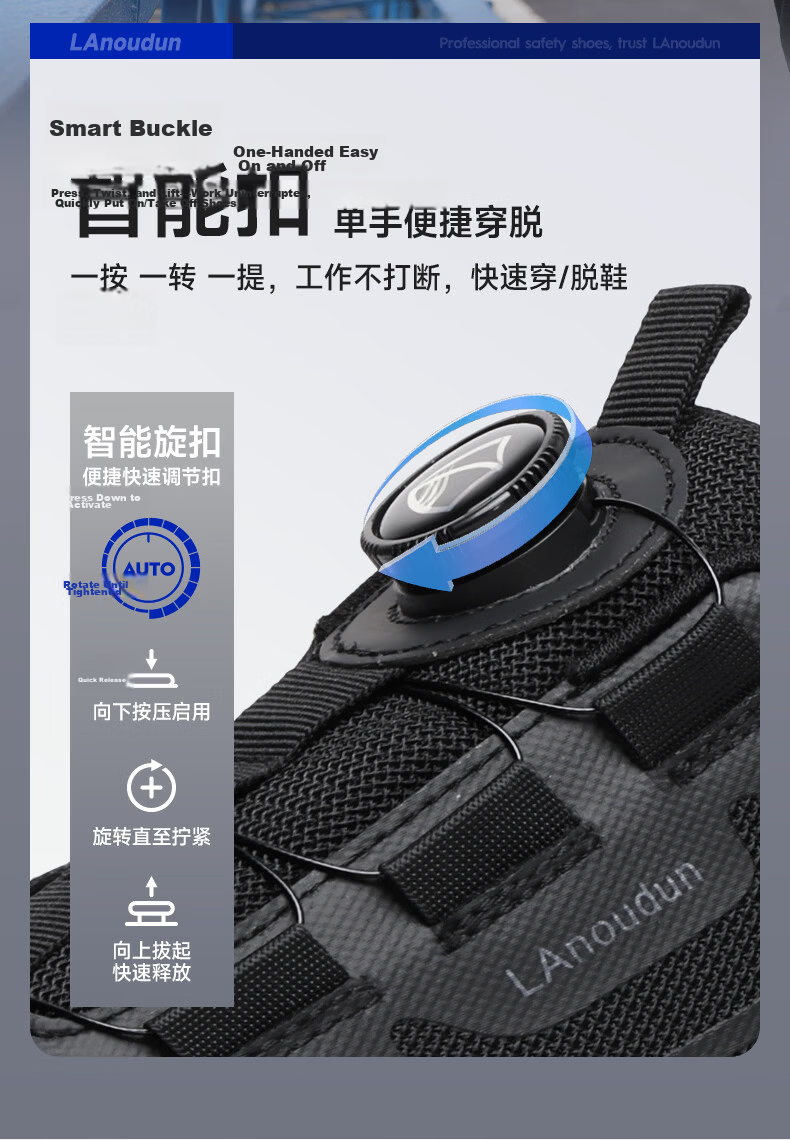 Blue Owl Shield Men's Summer Breathable Ultra-Light Anti-Smash Toe Anti-Puncture Safety Work Shoes DL217T Size 40 9