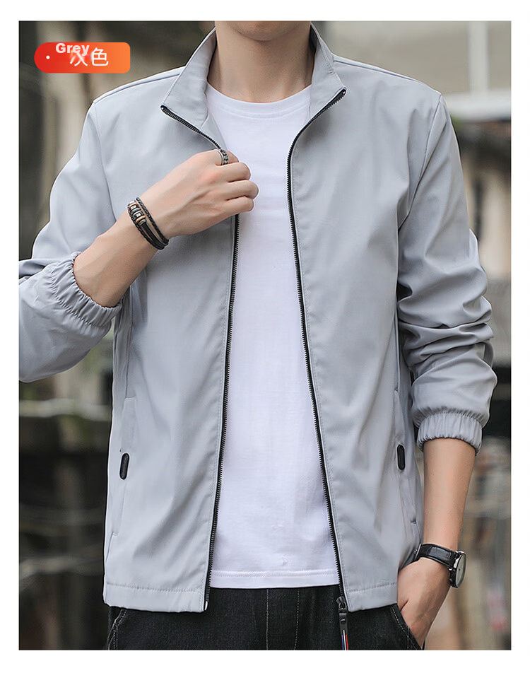 Pierre Cardin Men's Jacket Spring Autumn Lightweight Business Stand Collar Outdoor Windproof Casual Black L 14