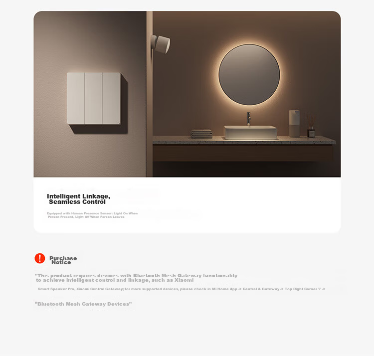 MI Smart Switch (Dual) for Mijia, Ultra-Long Lifespan, Switch Panel, Requires Gateway 17