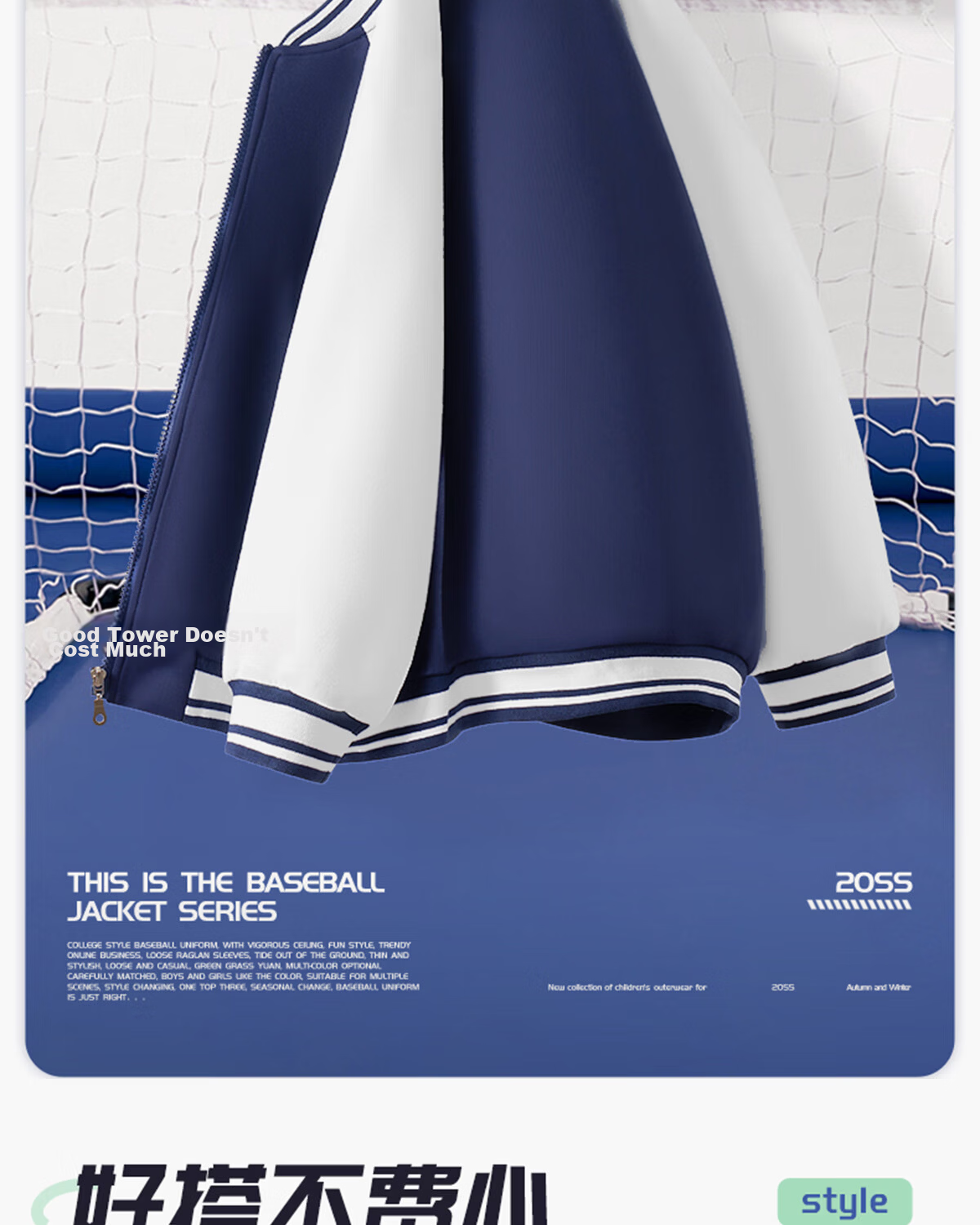 Langsha Boys and Girls Children's Baseball Jacket Set Spring Breathable Zipper Jacket Durable Sports Pants Navy Blue 140 9
