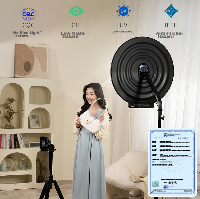 AMARAN Aputure Fill Light Verge Max Circular Illuminated Beauty Desktop Panel Light, Dual Color Temperature for Live Streaming Video Photography Lighting, White 7