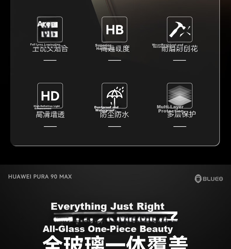 BLUEO AR Ultra Clear Huawei Pura90pro Lens Protector High Transparency Anti-Drop Scratch-Resistant Rear Camera Film Silver 4