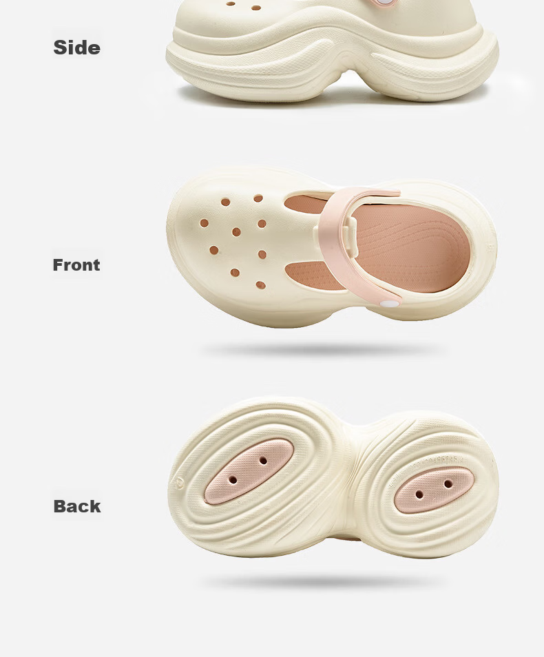 Guoluofi Height Increasing Thick Sole Slim Waist Hole Shoes for Women Outdoor Non-slip Beach Fashion EVA Open Toe Sandals Sky Blue 38 17