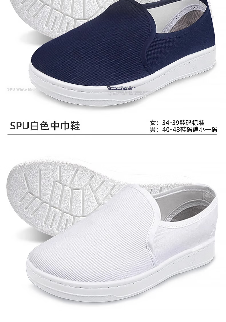 Mulang Anti-Static Mid-Top Shoes Thickened Soft Sole for Food Factory Clean Room, Unisex Dustproof Non-Slip Breathable Work Shoes Blue PU Mid-Top Shoes Size 37 13