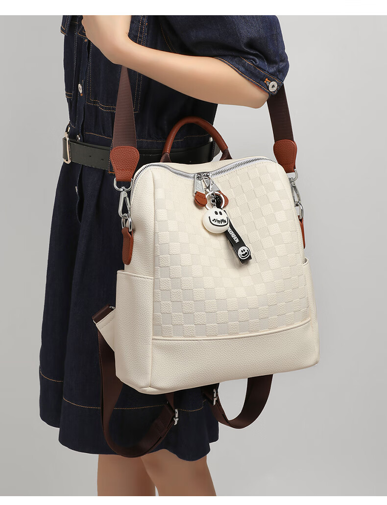 Aiqinghai Top-Grain Leather Backpack for Women, Luxury Brand School Bag, Crossbody Bag, Stylish Casual Versatile Birthday Gift 14