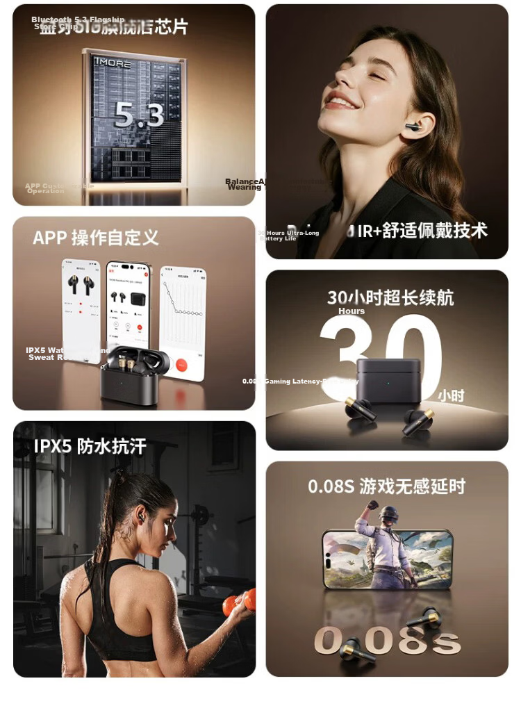 1MORE Q30 True Wireless Bluetooth Earphones 42dB Active Noise Cancelling 30H Battery Life Bluetooth 5.3 Gaming Sports Music Earbuds White 7