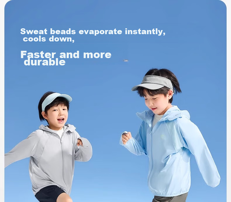 Zoxi Kids Sunscreen Jacket Boys Lightweight Quick-Dry Summer 2026 New Boys Cooling Skin Jacket Blue 120 9