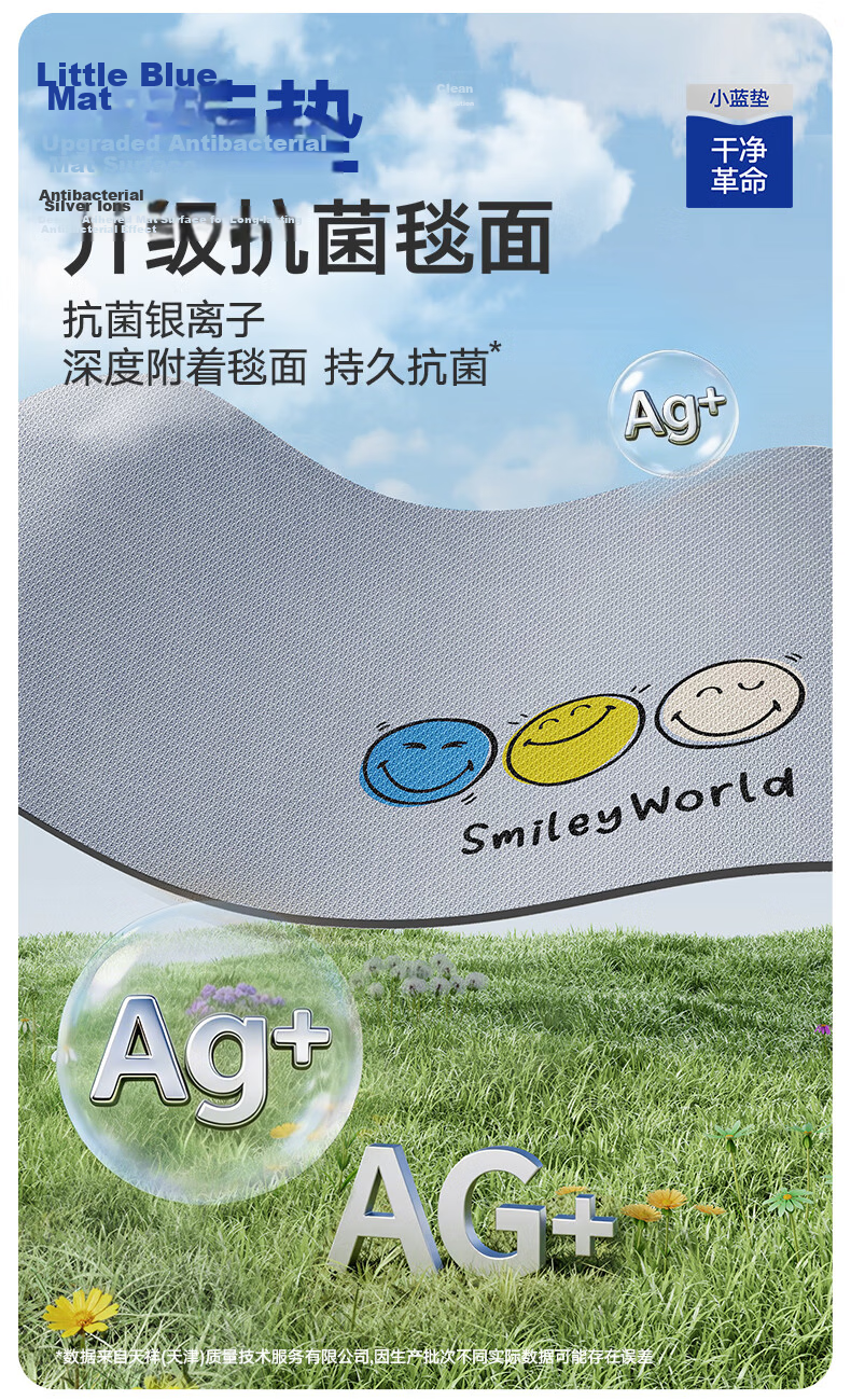 Da Jiang Small Blue Removable Washable Floor Mat Bathroom Door Water Absorption Foot Mat Toilet 50x80cm Carpet Surface Only 1 Piece 12