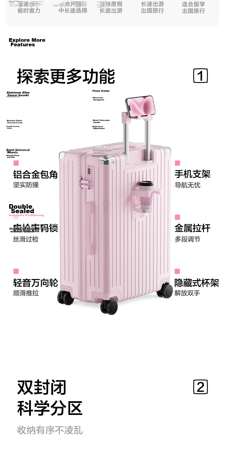 HLA Large Capacity Multifunctional Luggage Men Women Spinner Lightweight Short Trip Suitcase Obsidian Black 22 Inch 3