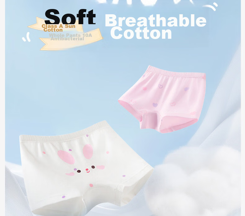 Nido Bear Girls' Cotton Boxer Briefs Children's Four-Point Underwear Toddler Girls Soft Breathable Shorts 3