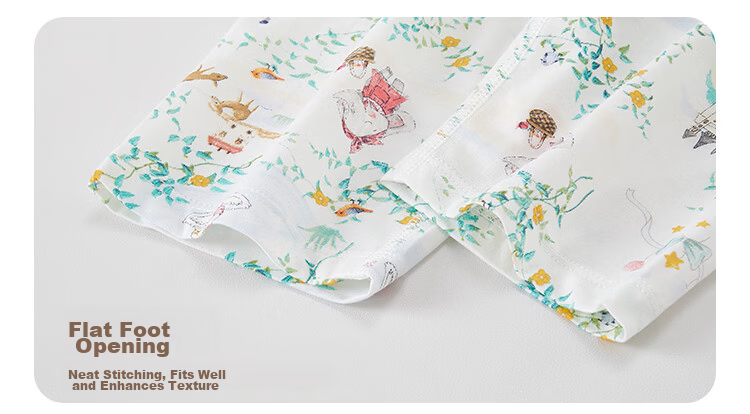 Xiyuan Children's Summer Thin Cotton Antibacterial 7A Kids Unisex Three-Quarter Sleeve Pajama Set 13