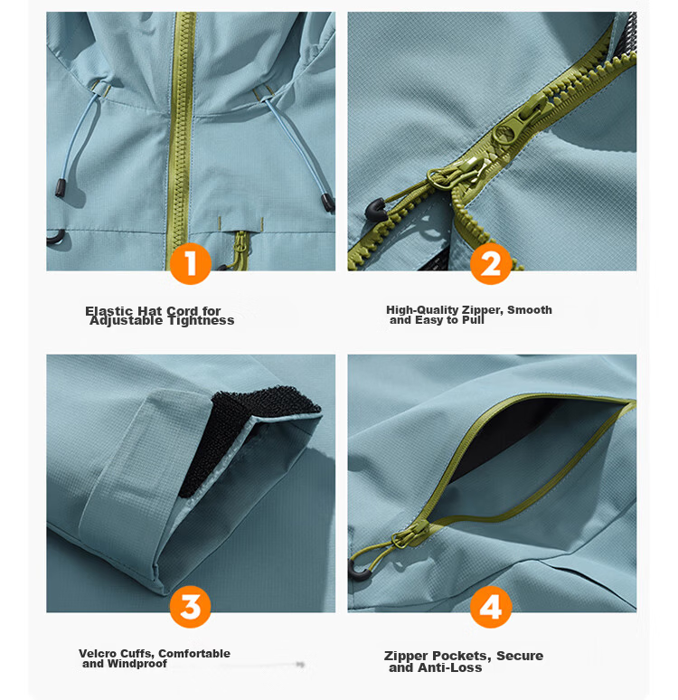 JEEP SPIRIT Outdoor Hooded Jacket for Women, Autumn And Winter Couple's Windproof And Waterproof Mountaineering Jacket, Men's Peacock Blue, Size L 18