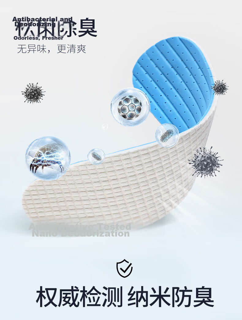 FOOTOPPO Antibacterial Latex Insoles for Men Summer Ultra-Thin Soft Elastic Insoles Military Training Sports Shock Absorption Sweat-Absorbing Breathable Thin Insoles 12
