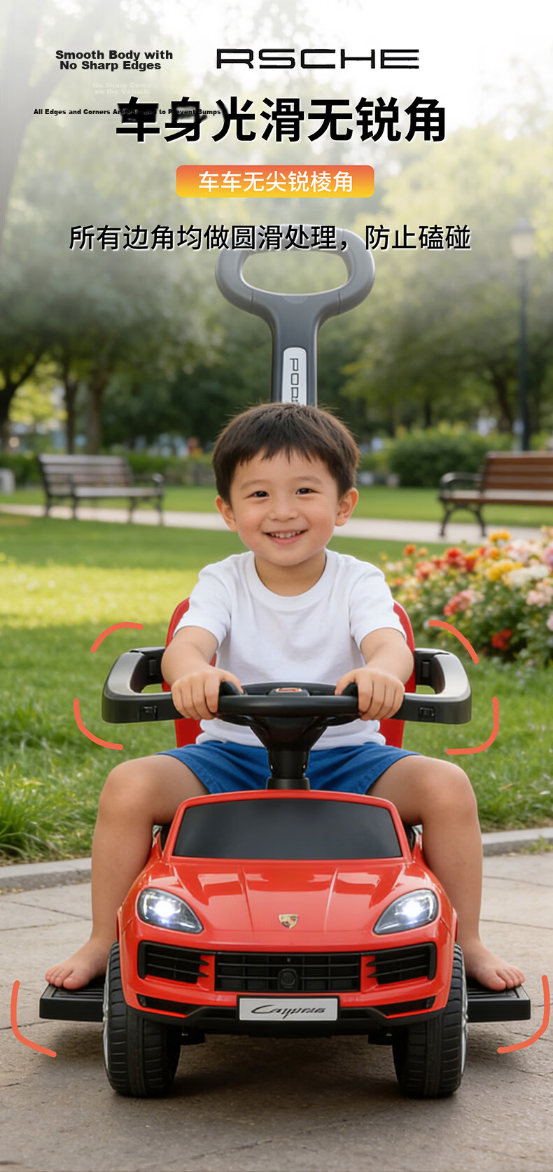 CHILOKBO Porsche Baby Toddler Ride-On Car 1-3 Years Old Push Walker Slide Car Anti-Tip Gift White 8