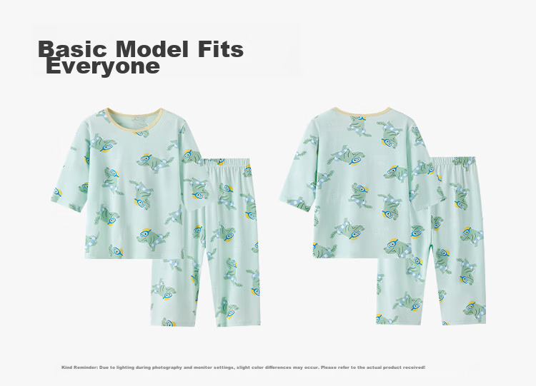 YEEHOO Children's Tencel Modal Boys' Pajamas, Kids' Summer Thin Short-Sleeve Sleepwear, Children's Loungewear, Size 140 18