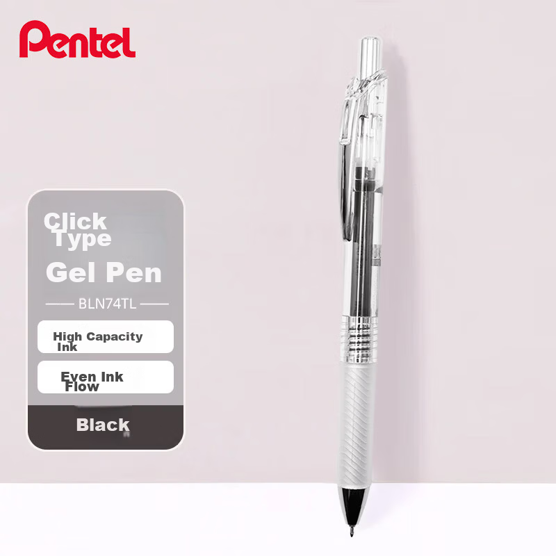 Pentel BLN74TL Retractable Gel Pen 0.4mm Black Single Pack High-Quality Quick-Dry Office Student Signature Pen