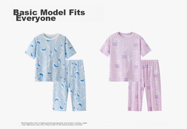 YEEHOO 50S Modal Children's Pajamas, Boys' Summer Thin Short-Sleeve Lightweight Sleepwear 19
