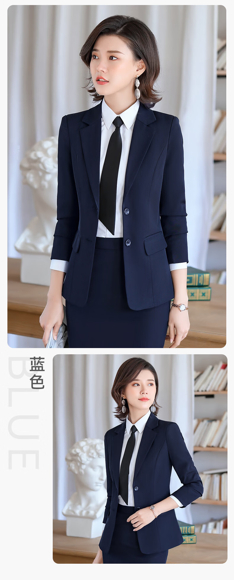 Yulixi Women's Small Size Suit Set Professional High-End Interview Casual Formal Blazer Two-Piece Set 14