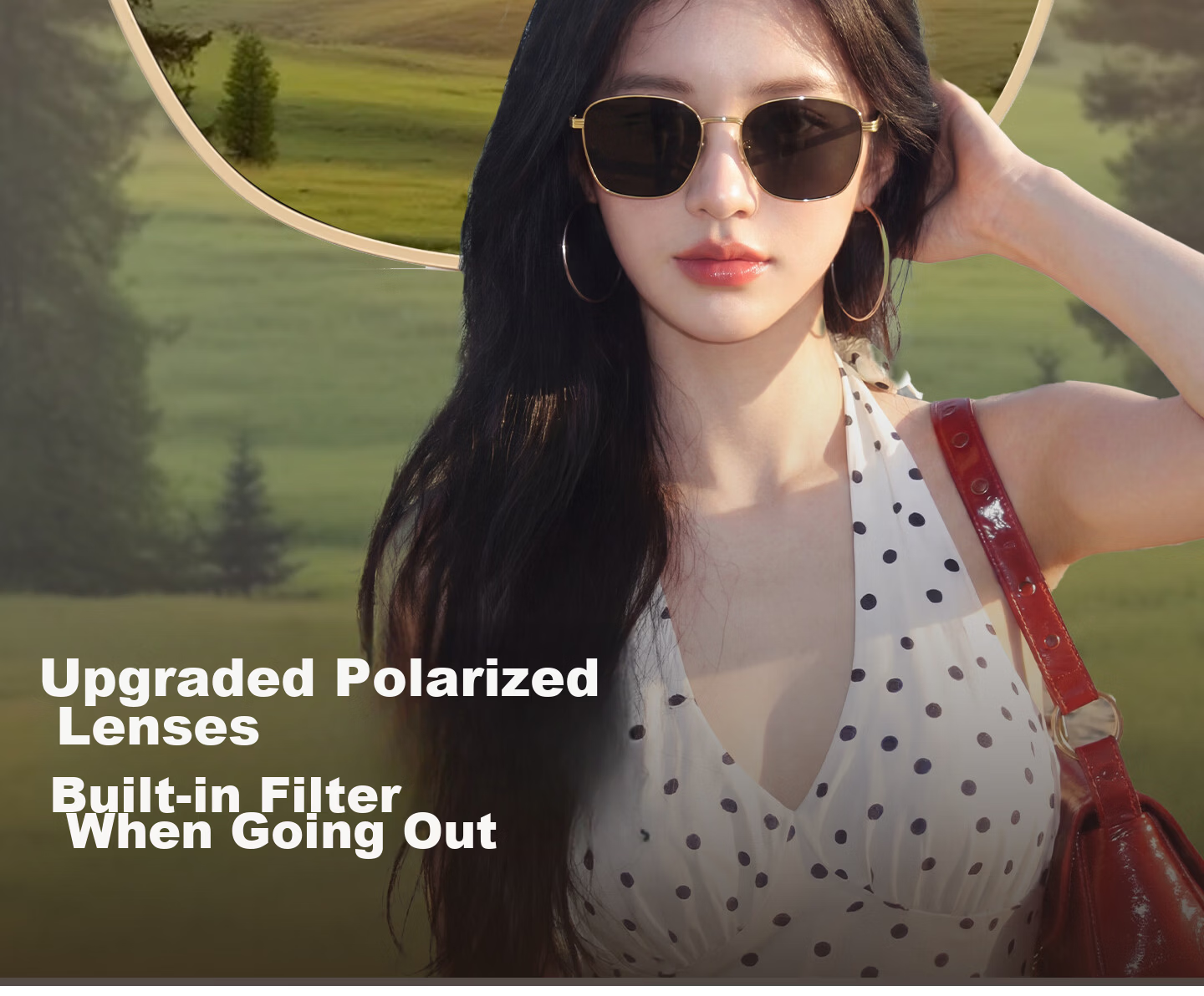 Jiaboli Polarized Sunglasses for Women Vintage Style UV Protection 2026 New Large Frame Slim Face Sunglasses 13