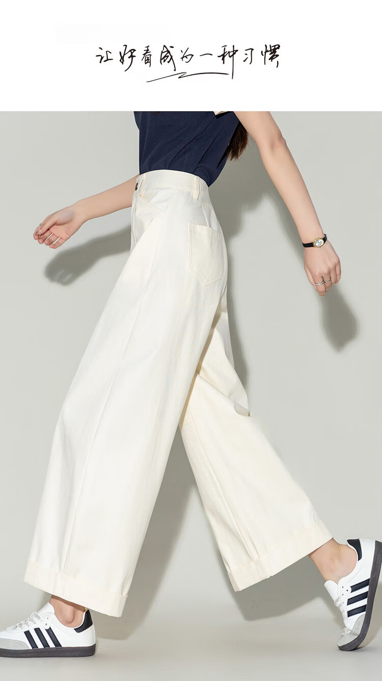 Demana [Cloud Soft Pure Cotton] Spring Curved Hem Cropped Pants Commuter Cuffed Loose Slim Petite Casual Pants for Women Premium 1