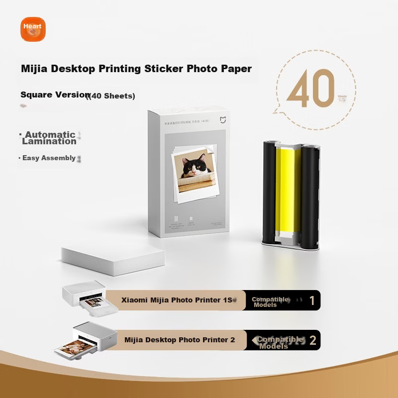 MI Mijia Desktop Printer Square Sticky Photo Paper (40 Sheets) Compatible with MI Mijia Photo Printer 1S / Mijia Desktop Photo Printer 2