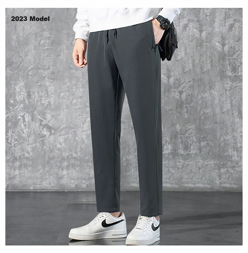 TUCANO Men's Casual Pants Ice Cool Comfortable Stretch Jogger Fashion Breathable Versatile Sports Cropped Pants Black 4XL 18
