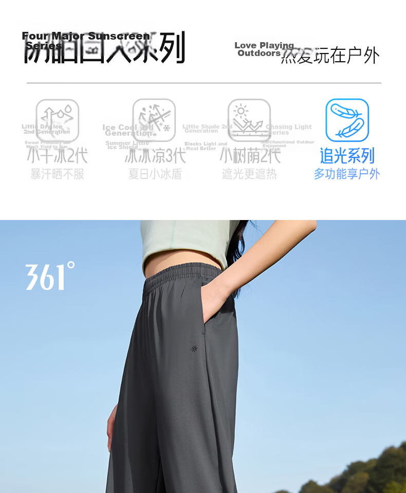 361° Women's Sports Pants Spring Summer Quick-Dry Casual Straight-Leg Loose Ice Silk Sun Protection Pants 662614703-3 1