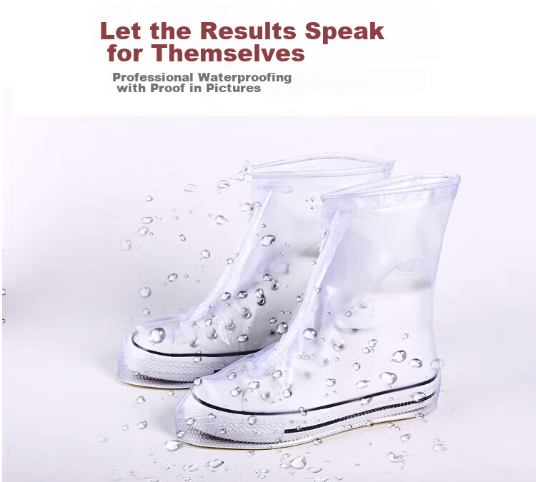 BWNK Waterproof Rain Shoe Covers Thickened Portable Non-slip Wear-resistant White 2 Pairs XXL Size 16