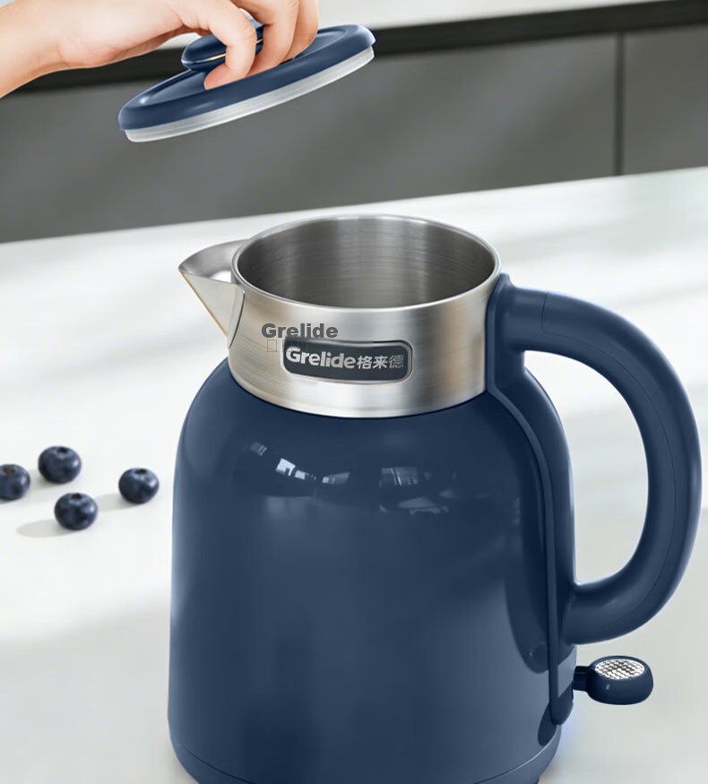 Grelide Electric Kettle 316L Stainless Steel Household Seamless Double-Layer Anti-Scald Electric Water Boiler Auto Power-Off Hot Water Kettle D2515 Jazz Blue 4