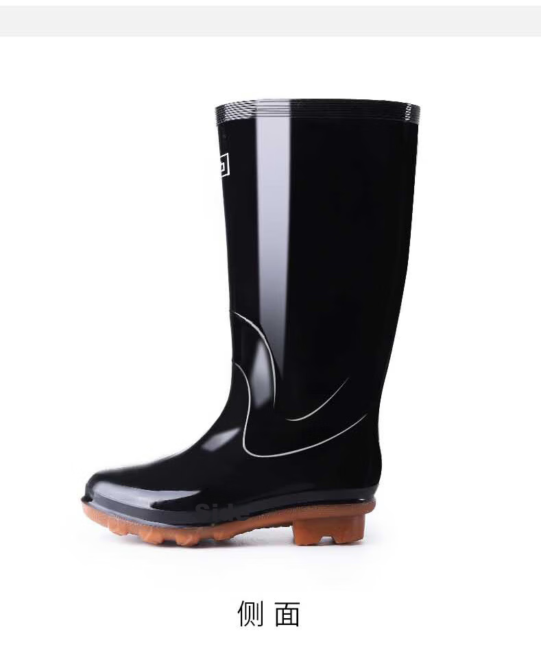 Huili Women's Fashion Rain Boots, Water Shoes, Outdoor Waterproof Non-Slip Wear-Resistant Comfortable Overshoes HL513 High-Top Black Size 40 19