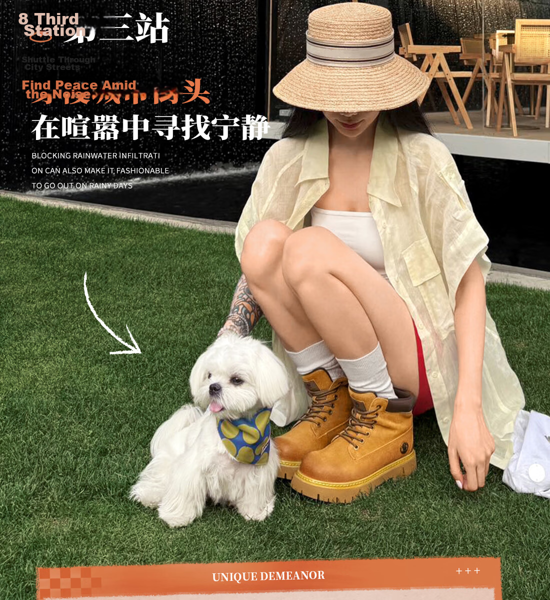 CAMEL [Shanyue] Women's Work Boots, Trendy Thick-Soled Martin Boots, L25W076018A, Khaki (Suede), Size 36 29