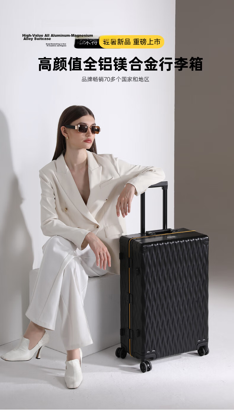 SUMMIT 20-inch Aluminum-Magnesium Alloy Luggage Full Metal Business High-End Travel Suitcase Pressure-Resistant Silent Wheels Trolley Case Blue 1