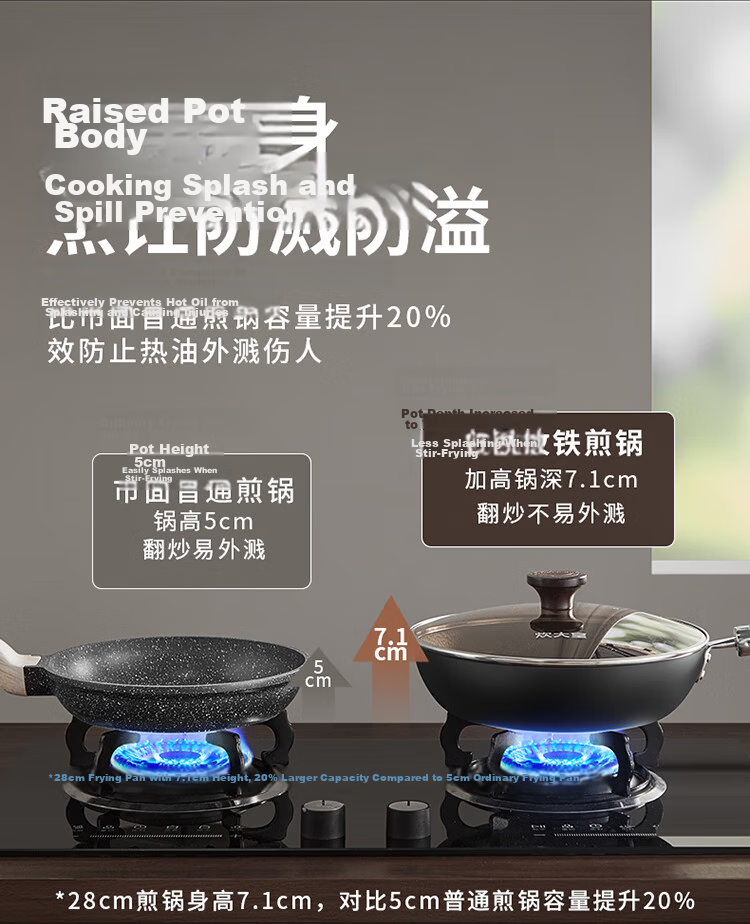 COOKER KING Non-Stick Frying Pan, Flat Bottom Pan for Home Use, Pancake And Steak Pan, Hammered Texture Small Iron Pan, Extreme Iron Frying Pan, 26cm 5