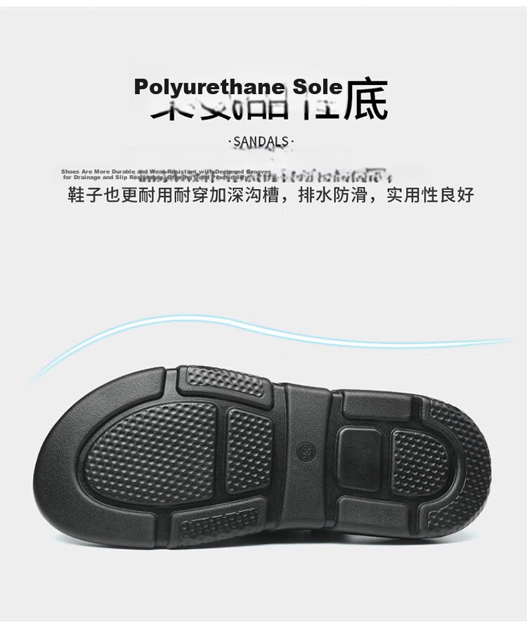 PLAYBOY Men's Leather Summer Sandals Genuine Leather Dual-Purpose Beach Shoes Lightweight Air Cushion Black Size 38 10