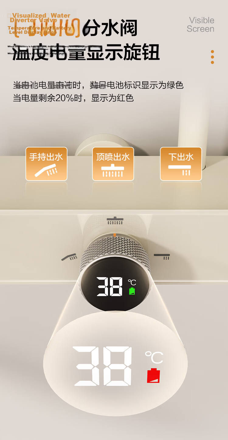Haier Shower Set Back Spray Massage Pure Copper Four-Function Temperature-Controlled Shower A10 Gun Gray 6