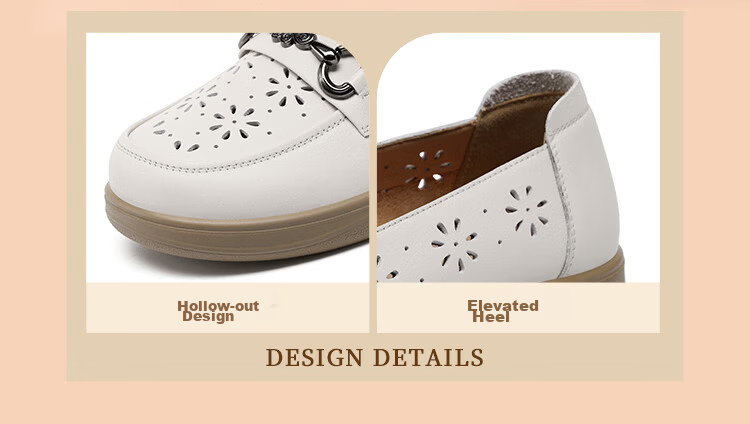 Red Dragonfly Women's Leather Breathable Comfortable Slip-On Soft Sole Flat Loafers WTB265182 Off-White Size 38 5