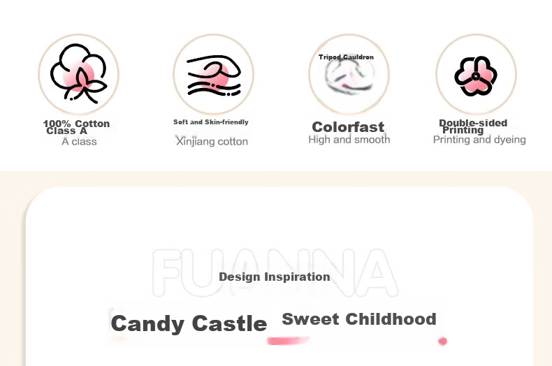 Fuanna Children's Bedding 3-Piece Set 100% Cotton Infant A-Class Printed Sheet and Duvet Cover 0.9m Bed 120x150cm 2