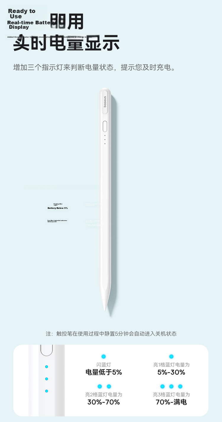Baseus Capacitive Stylus Pen for iPad Apple Pencil [Light Display Fast Charging] Compatible with 2026 Pro/Air/Mini/iPad 11 Touchscreen Handwriting Pen Apple Pencil 2nd Generation 21
