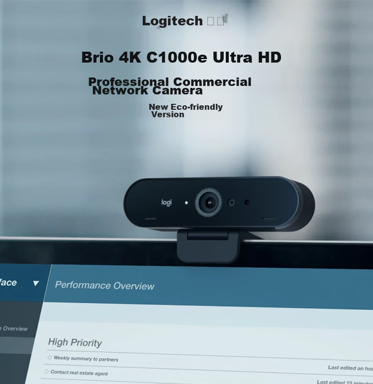 Logitech Brio 4K C1000e New Upgrade 4K RightLight Adaptive Lighting Streaming Webcam 90-Degree Wide Angle PC Video Camera 1