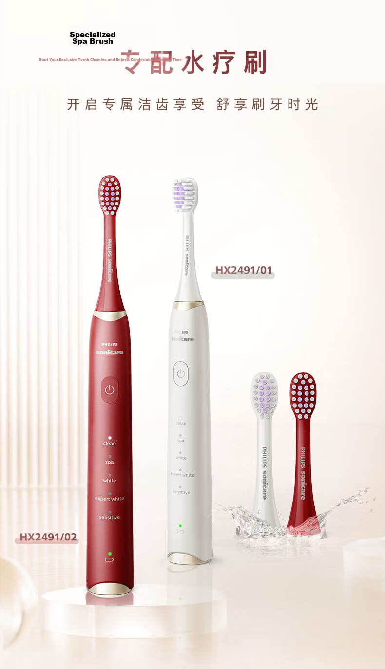 PHILIPS Electric Toothbrush Heads Original DuPont Bristles 3-Pack HX2013/02 White Cleaning Compatible with HX2491 HydroClean Series Gentle Series 3